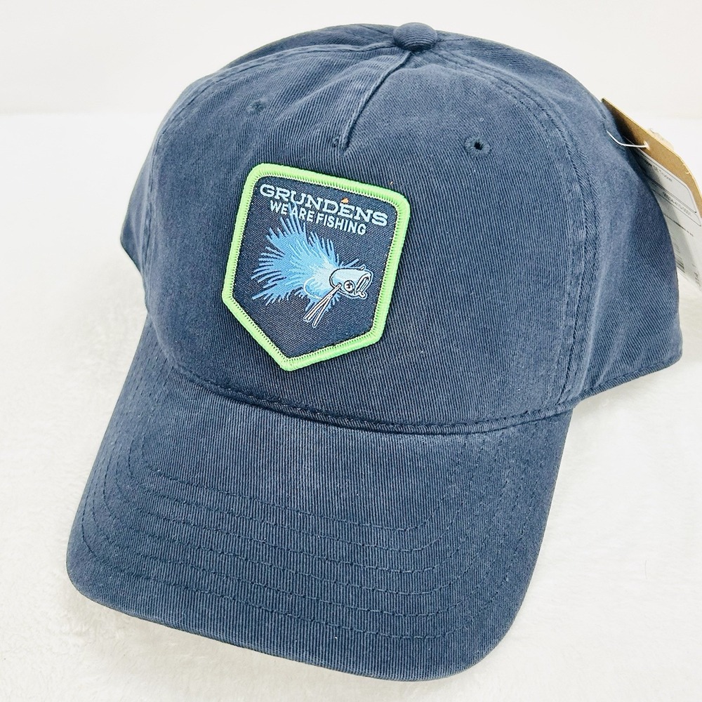Grundens Bass Popper Trucker Hat Cap Adjustable Snapback Blue‎ Fishing Outdoors
